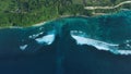 ÃÂ¡oastline with turquoise ocean and powerful current in Bali. Aerial view of Green bowl beach